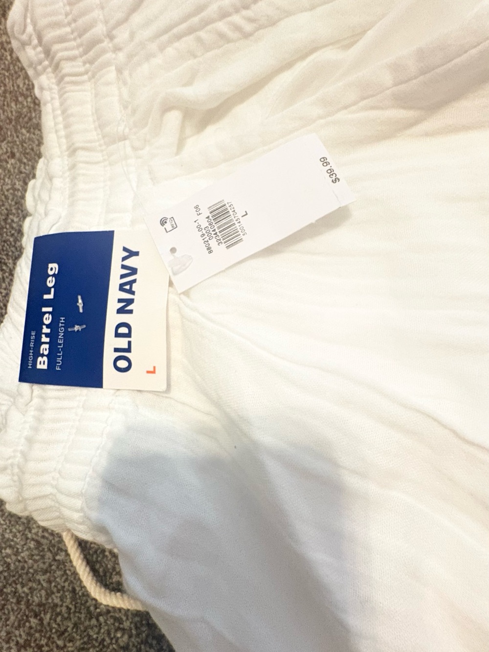 Old Navy White Wide Leg Barrel-Leg Pants